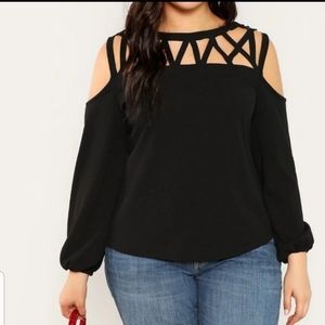 Shein Cold Shoulder Lazer Cut Blouse